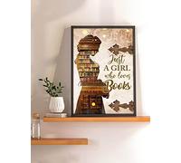 Just A Girl Who Loves Books Retro Poster, Book Love Poster, Book Lovers, Reading Lovers, Library Wall Decor, Bookworm Gift School Classroom Decoration Room Decoration Tin Sign Metal Sign 8x12inch