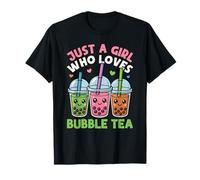 Just A Girl Who Loves Bubble Tea Cute Boba Tea Youth Otaku T-Shirt