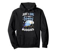 Just A Girl Who Loves Budgies Blue Parakeet Budgerigar Girls Pullover Hoodie