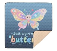 Just A Girl Who Loves Butterfly Soft Foam Baby Gym & Activity Mat for Floor Lightweight Baby Play Tummy Time Mat for Babies Infants Toddlers, 50'' x 50''