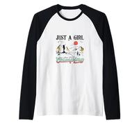 Just a Girl Who Loves Camping, Sun, and Montana for Women Raglan Baseball Tee