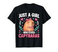 Just a Girl who Loves Capybaras Cute Capybara Bow Rodent T-Shirt