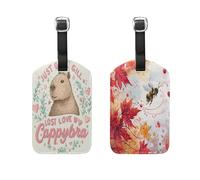 Just A Girl Who Loves Capybaras Maple Leaves Bees Fall 2 Pcs Luggage tag Ship Essentials Name tag for Suitcase
