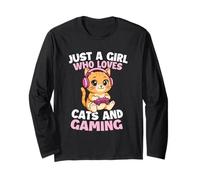 Just A Girl Who Loves Cats And Gaming - Cat Lover Kitten Long Sleeve T-Shirt
