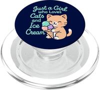 Just a Girl Who Loves Cats and Ice Cream Girls Women Apparel PopSockets PopGrip for MagSafe