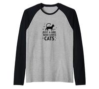Just A Girl Who Loves Cats - Cat Lover Raglan Baseball Tee, Men, Black/Athletic Heather, M