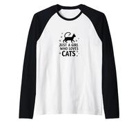 Just A Girl Who Loves Cats - Cat Lover Raglan Baseball Tee, Men, Black/White, XXL
