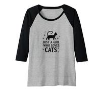 Just A Girl Who Loves Cats - Cat Lover Raglan Baseball Tee, Women, Black/Athletic Heather, XXL
