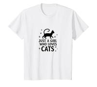 Just A Girl Who Loves Cats - Cat Lover T-Shirt, Kids, White, 12 Years
