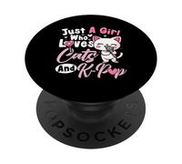 Just A Girl Who Loves Cats K-Pop Cat Lover Korean Fan PopSockets Adhesive PopGrip