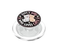 Just A Girl Who Loves Cats Kitten Pink Bow Kawaii Daisy PopSockets PopGrip for MagSafe