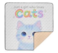 Just A Girl Who Loves Cats Large Stylish Baby Playmat for Indoor Outdoor Washable Baby Play Tummy Time Mat for Babies Infants Toddlers, 50'' x 50''