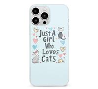 Just A Girl Who Loves Cats Phone Cases Shockproof Cover Drop Protection Shell Compatible with iPhone 13/Pro/Pro Max/mini