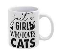 Just A Girl Who Loves Cats Quote Mug Funny Coffee Mug,Man Cave Prints,The Best Gift for Colleagues, Parents, and Grandparents, 110z Men and Women