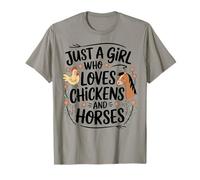 Just A Girl Who Loves Chicken & Horses Farming Farmer Women T-Shirt