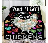 Just A Girl Who Loves Chickens Blanket Lightweight Flannel Fleece Cartoon Cute Animal Throw Blankets Cozy Plush Microfiber All-Season Blanket for Bed/Couch/Sofa -Twin 80x60 Inch L