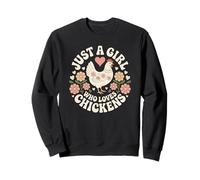 Just A Girl Who Loves Chickens Groovy Homesteading Woman Sweatshirt