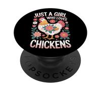 Just A Girl Who Loves Chickens Hen Farmer Farm Animal PopSockets Adhesive PopGrip
