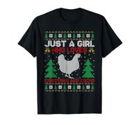 Just A Girl Who Loves Christmas and Chicken Ugly Xmas Pajama T-Shirt