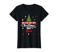 Just A Girl Who Loves Christmas and Fleas Value Graphic T-Shirt, Women, Black, L