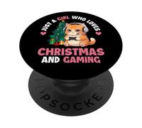 Just A Girl Who Loves Christmas And Gaming - Xmas Gamer PopSockets Adhesive PopGrip