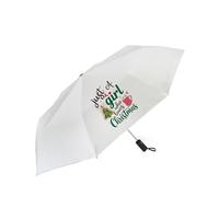 Just a girl who loves christmas, White Umbrella. (Foldable Mini Umbrella)