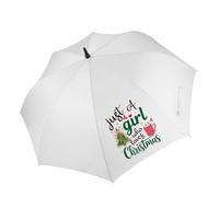 Just a girl who loves christmas, White Umbrella. (Golf Umbrella)