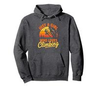 Just A Girl Who Loves Climbing Retro Rock Climbing Pullover Hoodie, Adult Unisex, Dark Heather Grey, Small