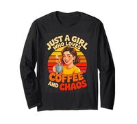 Just A Girl Who Loves Coffee and Chaos Caffeine Long Sleeve T-Shirt