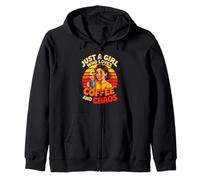 Just A Girl Who Loves Coffee And Chaos Caffeine Zip Hoodie