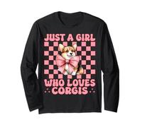 Just A Girl Who Loves Corgis Corgi Dog Coquette Bow Long Sleeve T-Shirt