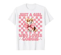 Just A Girl Who Loves Corgis Corgi Dog Coquette Bow T-Shirt