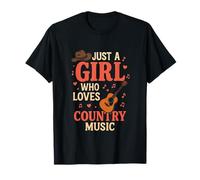 Just A Girl Who Loves Country Music - Cowboy Theme T-Shirt