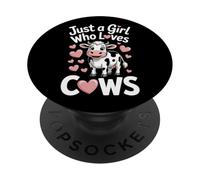 Just A Girl Who Loves Cows Dairy Farmer Livestock Lover Life PopSockets Adhesive PopGrip