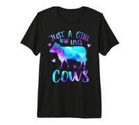 Just a Girl Who Loves Cows Galaxy Space Cute Cow Farmer Premium T-Shirt