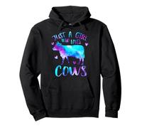 Just a Girl Who Loves Cows Galaxy Space Cute Cow Farmer Pullover Hoodie