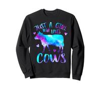 Just a Girl Who Loves Cows Galaxy Space Cute Cow Farmer Sweatshirt