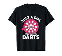 Just A Girl Who Loves Darts Bullseye Team Dartboard T-Shirt, Men, Black, Large