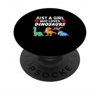 Just A Girl Who Loves Dinosaurs Cute Funny Dinosaur PopSockets Adhesive PopGrip