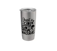 Just A Girl Who Loves Dinosaurs Funny Black Stainless Steel Insulated Tumbler