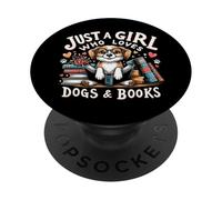 Just a Girl Who Loves Dogs and Books Cute Dog Reading PopSockets Swappable PopGrip