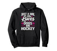Just A Girl Who Loves Dogs And Ice Hockey Funny Pet Lover Pullover Hoodie
