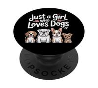 Just A Girl Who Loves Dogs Dog Rescue Volunteer Women PopSockets Adhesive PopGrip