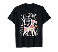 Just a Girl Who Loves Dogs Floral Schnauzer Graphic T-Shirt