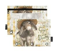 Just A Girl Who Loves Donkey Binder Pencil with Clear Window Ringing Pencil case Clear Window & Grommets 3 Ringing Binder for Storing School Office Supplies Multicolored 2 PCS