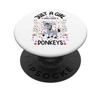 Just a Girl Who Loves Donkeys Cute Floral Donkey Lover Gift PopSockets PopGrip: Swappable Grip for Phones & Tablets