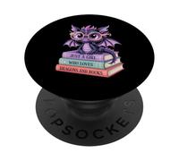 just a girl who loves dragons and books dragon reading PopSockets Adhesive PopGrip
