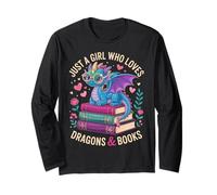 Just a Girl Who Loves Dragons and Books Fantasy Reading Vibe Long Sleeve T-Shirt