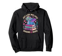 Just a Girl Who Loves Dragons and Books fantasy reading vibe Pullover Hoodie