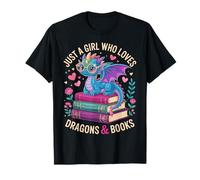 Just a Girl Who Loves Dragons and Books Fantasy Reading Vibe T-Shirt